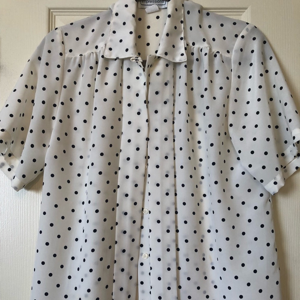 Polka dot button down women’s blouse